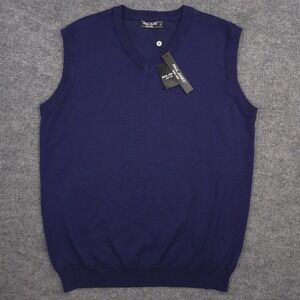 Paul Jones Sweater Vest Mens XL Blue V Neck Knit Pullover Business Preppy NEW